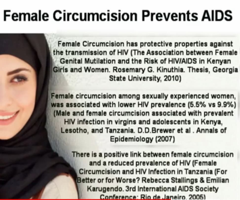 Graphic presenting claimed medical benefits for FGM