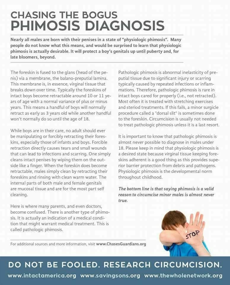 Phimosis claims infographic showing normal development vs pathological phimosis